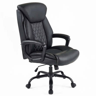 Adryan High Back Faux Leather Ergonomic Executive Swivel Office Chair With Wheels Arms Lumbar Support